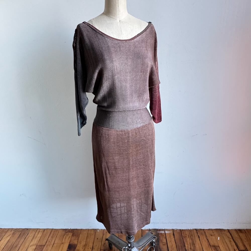 Vintage 80's Unique Ombre Knit Dolman Sleeve Dress